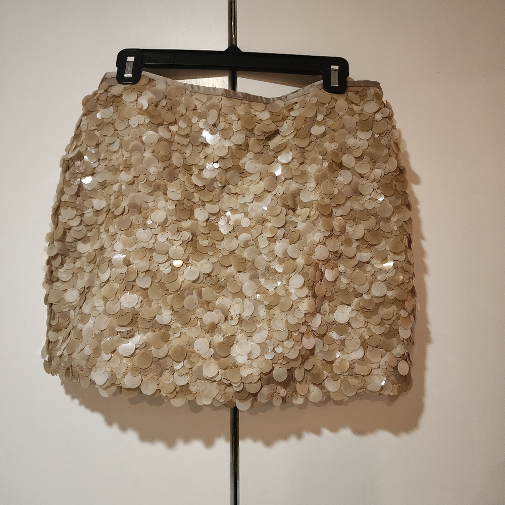 Zara Beige Sequin Mini Skirt